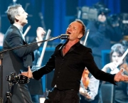 Recording artist Sting performs with London's Royal Philharmonic Concert Orchestra during his Symphonicity tour at the MGM Grand Garden Arena June 18, 2010 in Las Vegas, Nevada. Sting will release the album, "Symphonicities" on July 13, 2010.